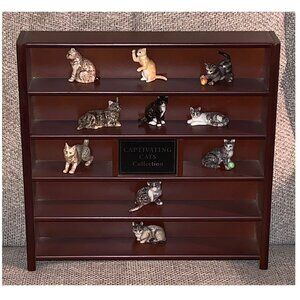 Willabee & Ward Captivating Cats Collection w/ Display Shelf (10 Cat Figurines)